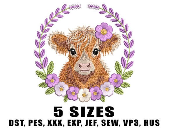 Highland Cow with Lavender Floral Frame Review
