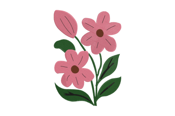 Pink Flower Machine Embroidery for Boutique Apparel