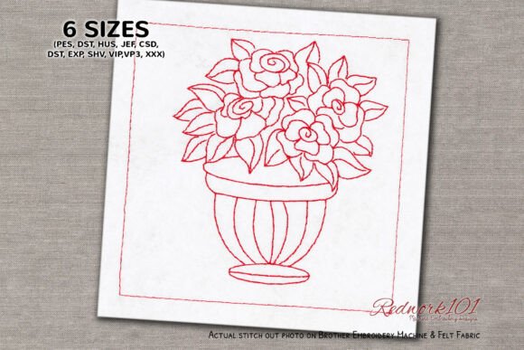 Pleasant Rose Flower Pot Redwork Review