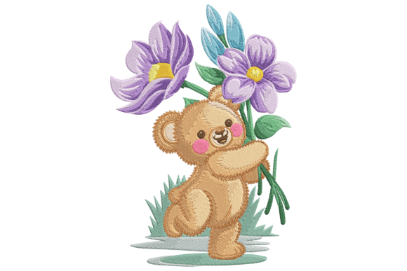 Teddy Bear with Flowers: An Embroidery Design Review