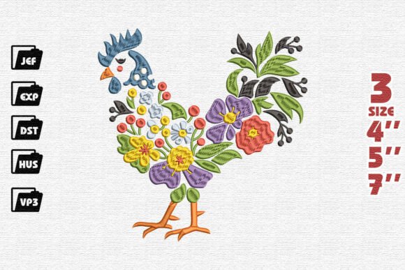 Whimsical Folk Art Floral Rooster Design Review